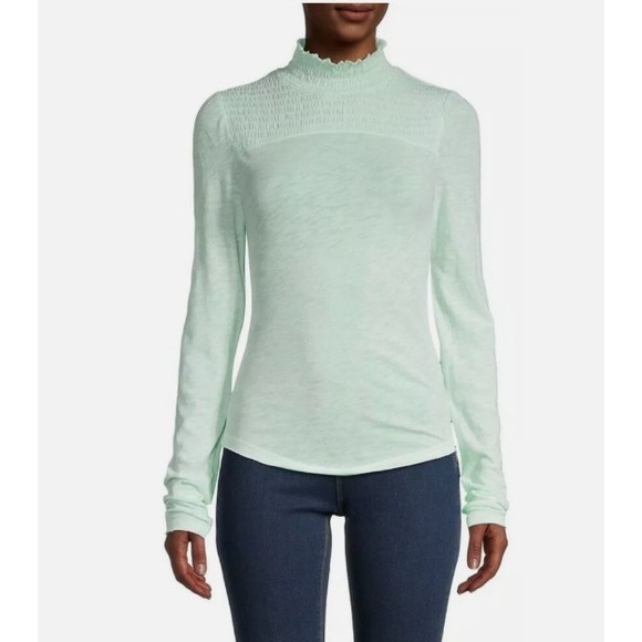 We The Free Sweaters - FP We The Free Smocked Turtleneck Long Sleeve XS Iced Aqua